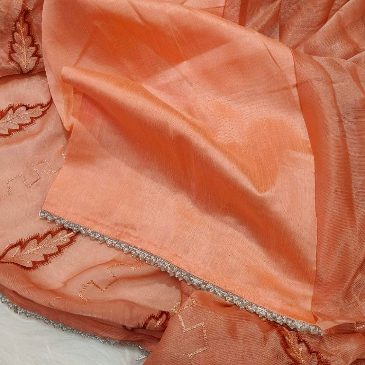 Pastel Peach Shimmer Saree