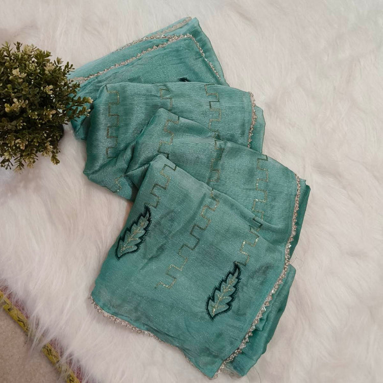 Pastel Sea Green Shimmer Saree