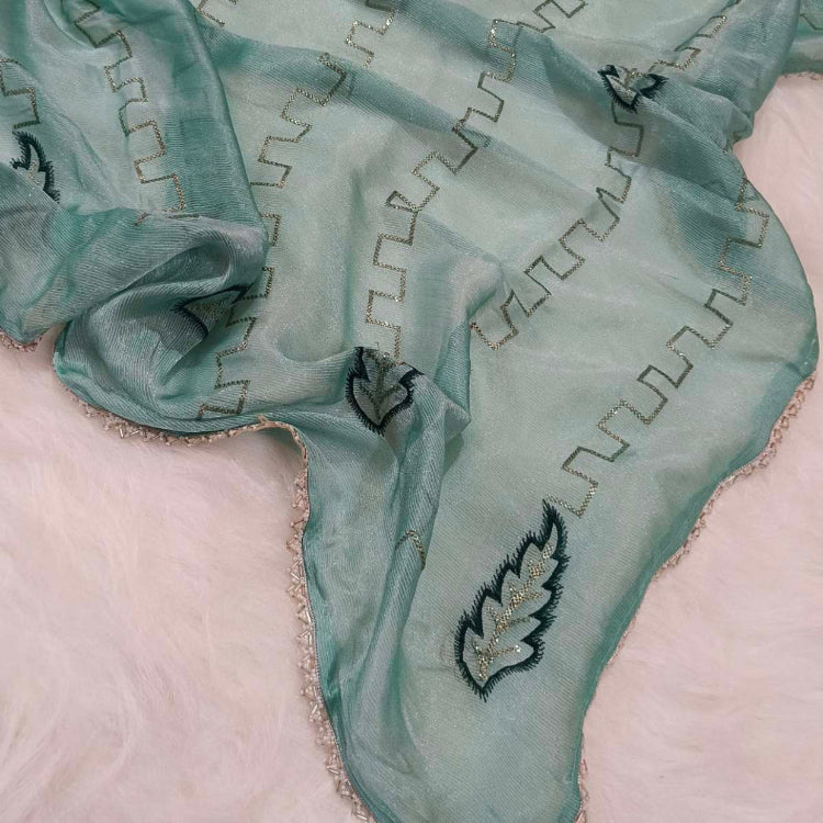 Pastel Sea Green Shimmer Saree