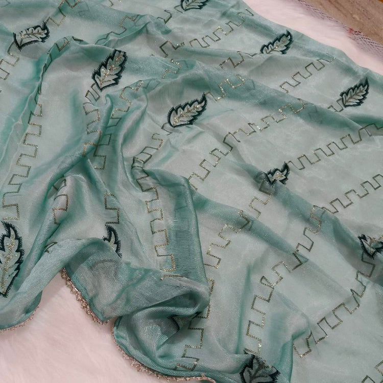 Pastel Sea Green Shimmer Saree