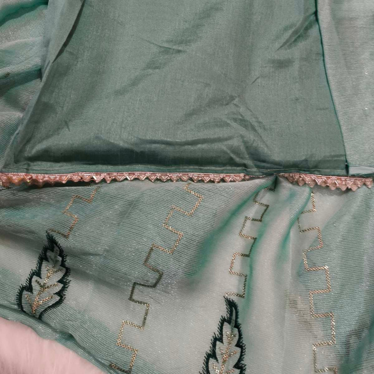 Pastel Sea Green Embroidery Saree