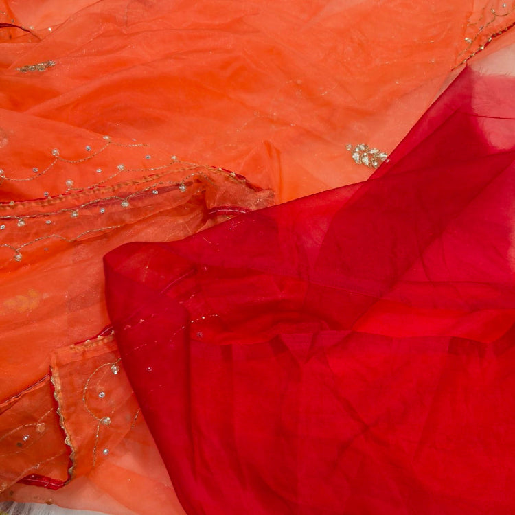 Orange Organza Saree