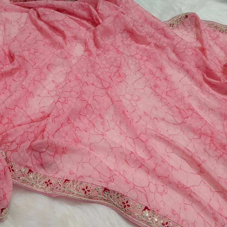 Pink Georgette Saree
