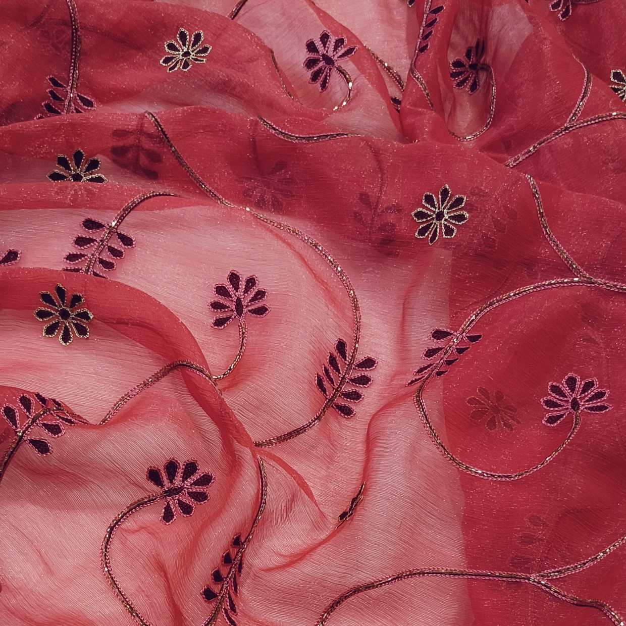Pastel Red Shimmer Saree