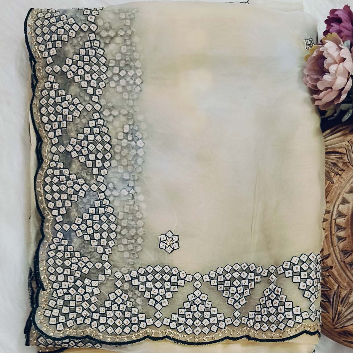 Organza Offwhite Saree