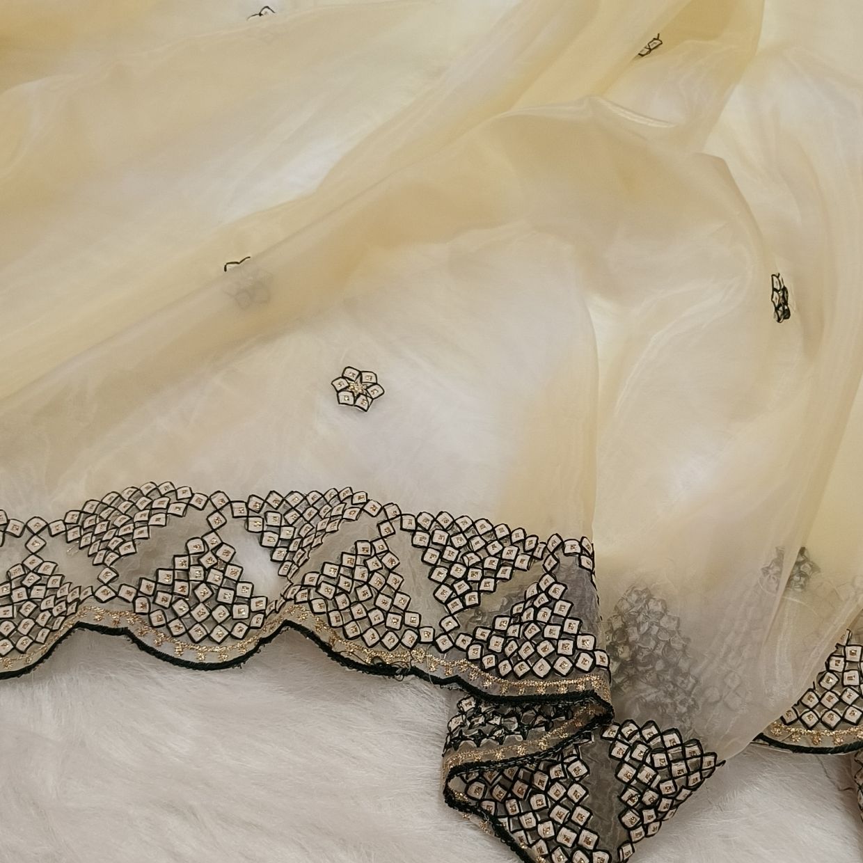 Organza Offwhite Saree