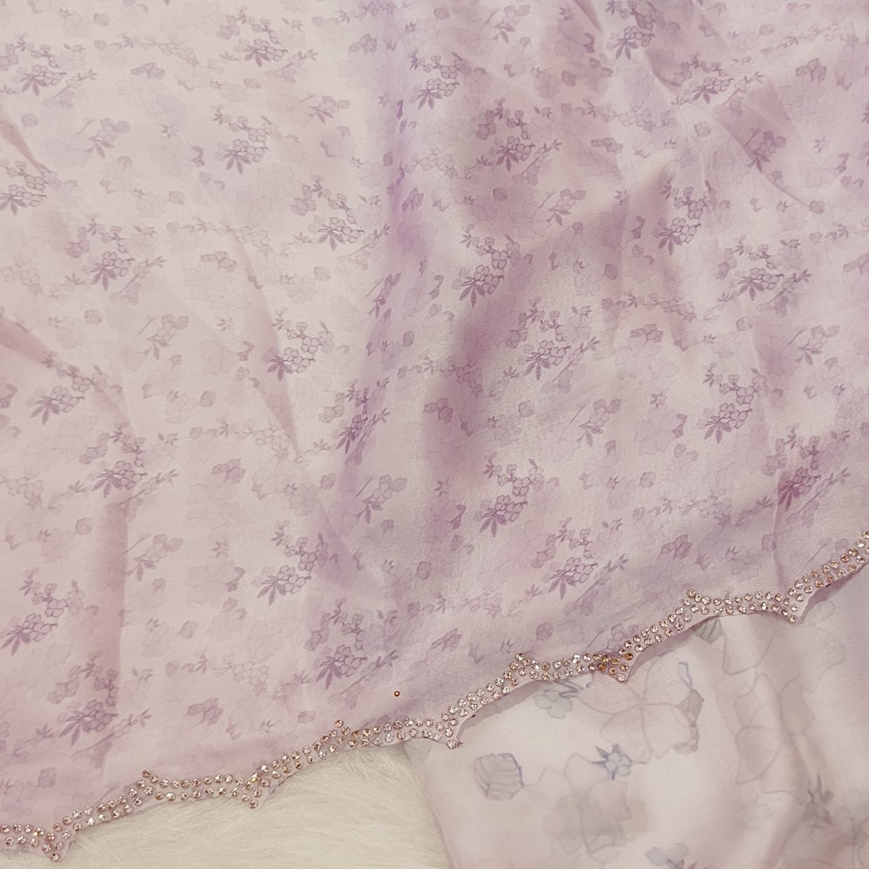 Lavender Printed Stone Work Saree