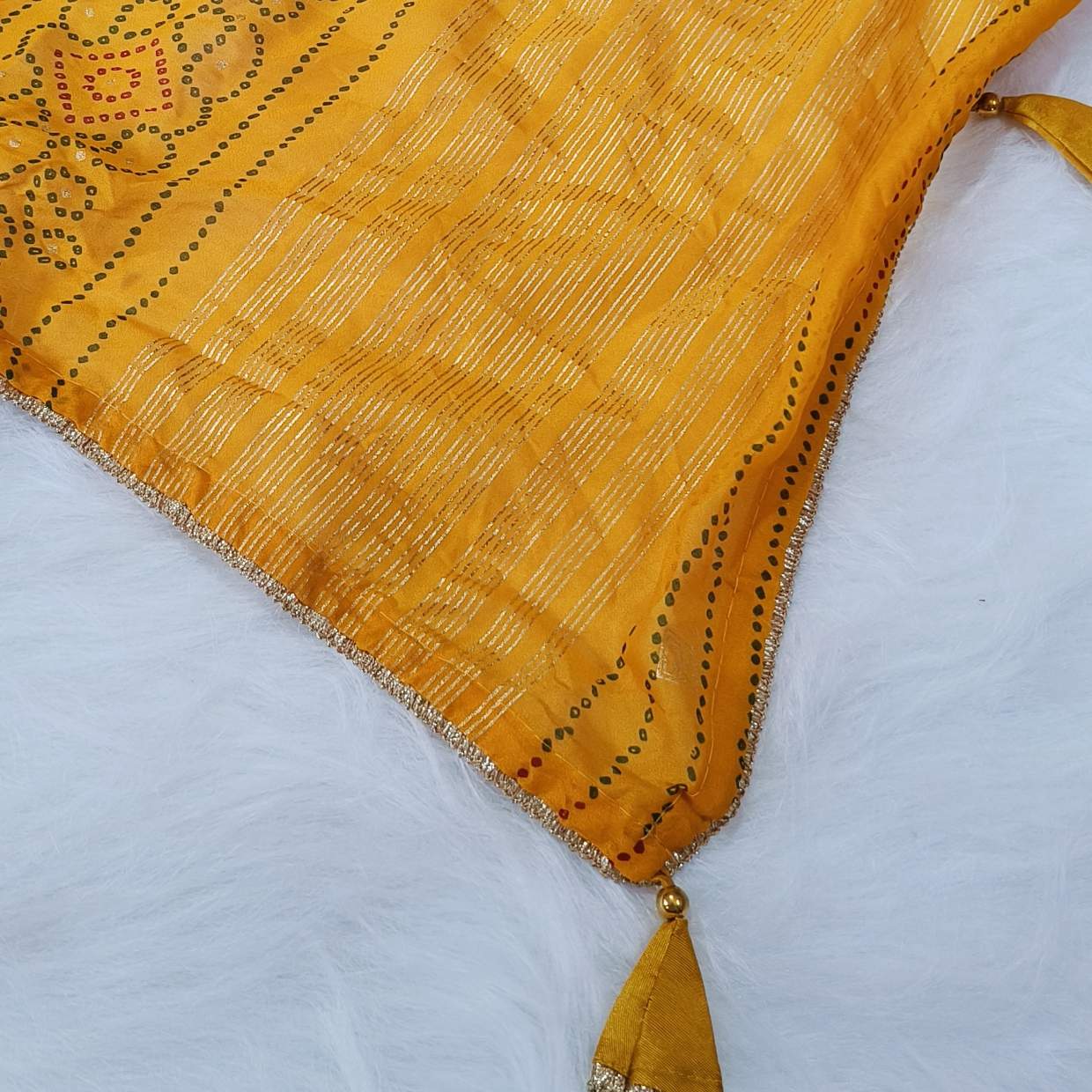 Yellow Bandhani Printed Saree