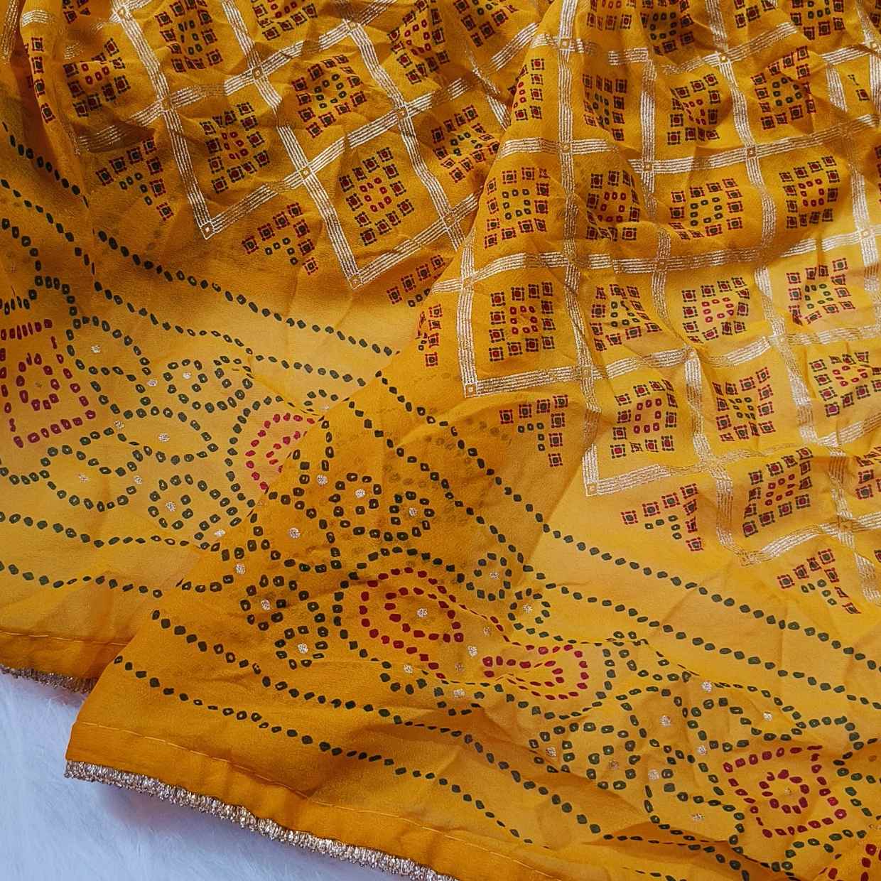 Yellow Bandhani Printed Saree