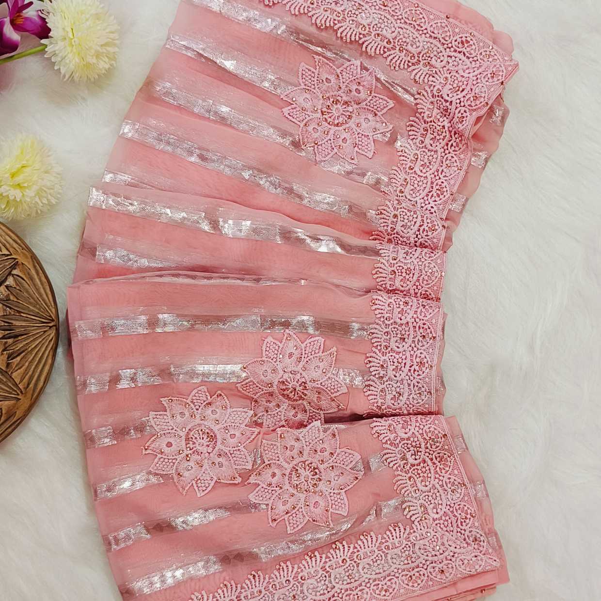 Georgette Pink Saree