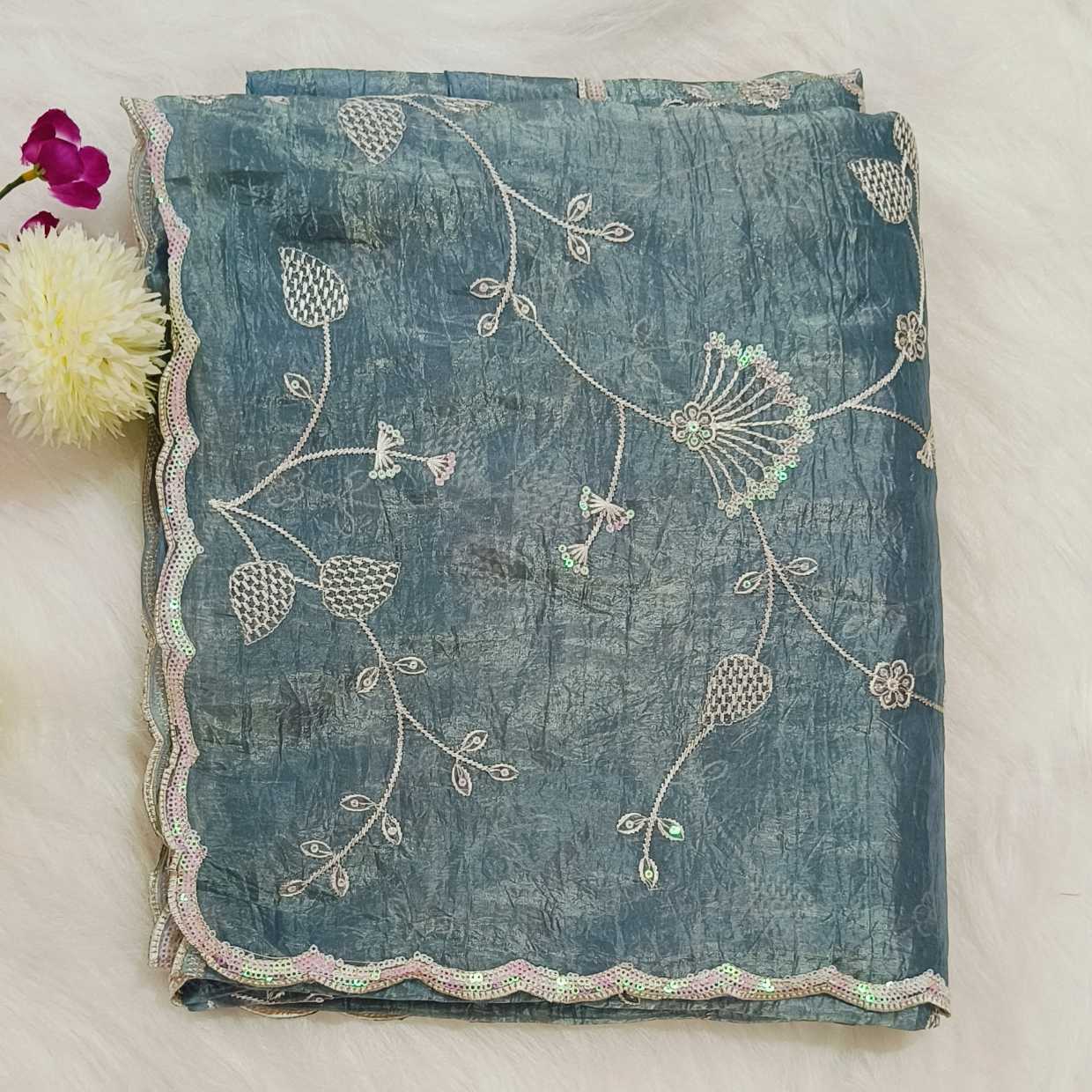 Pastel Blue Art Silk Saree