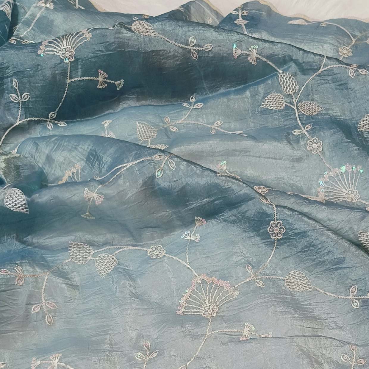 Pastel Blue Art Silk Saree