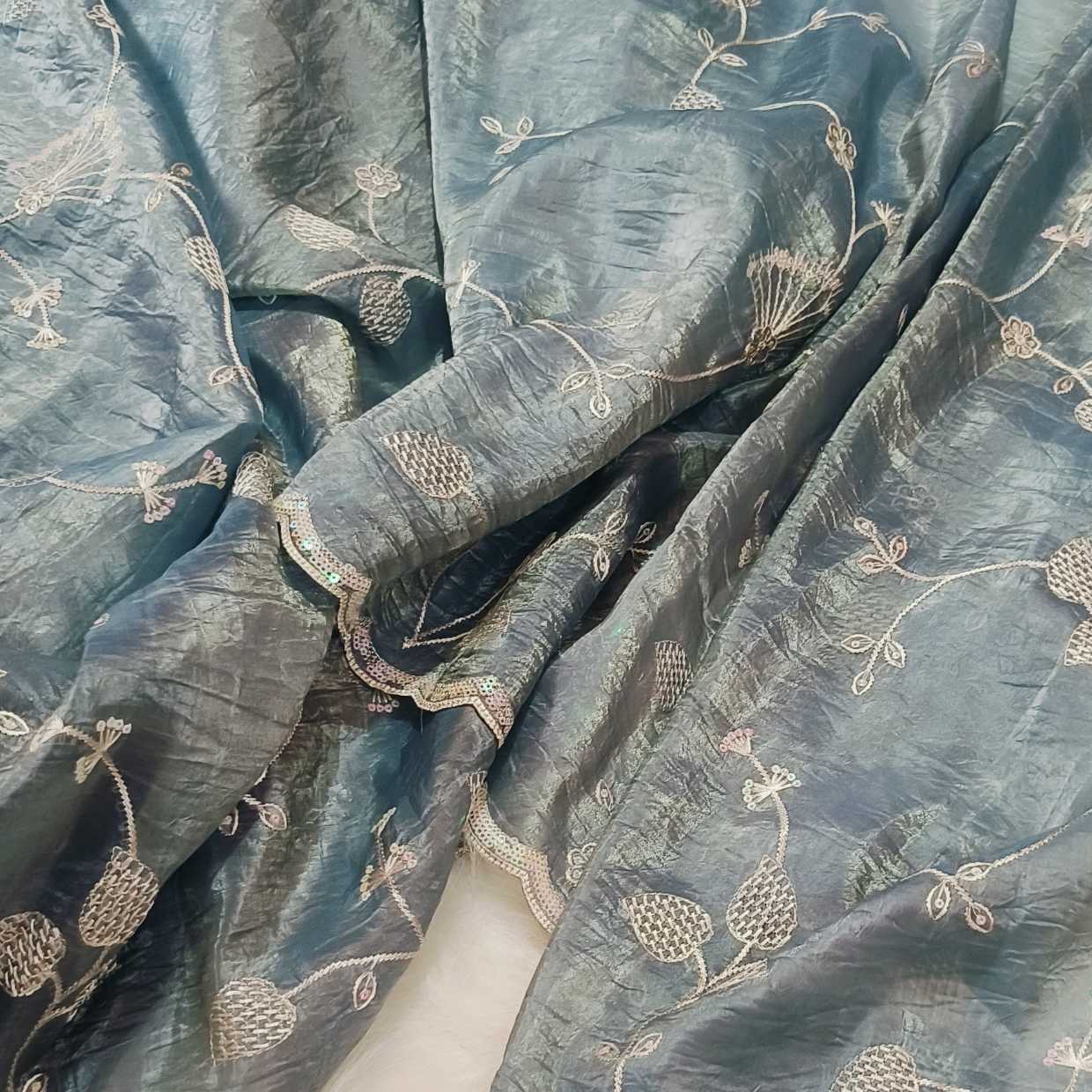Pastel Blue Art Silk Saree