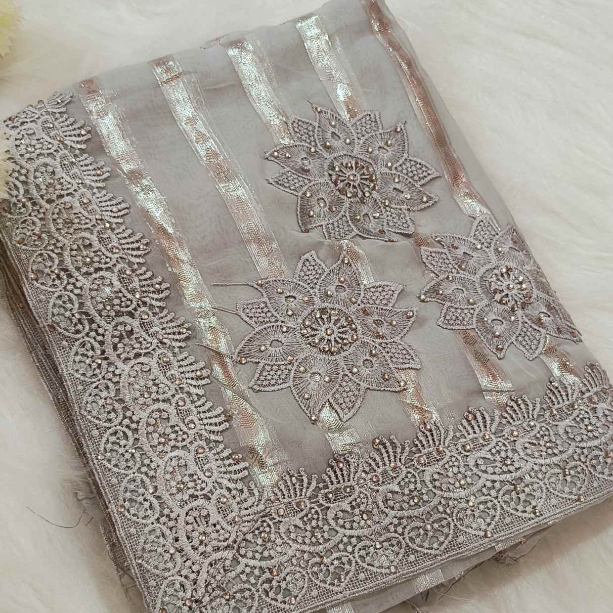 Georgette Grey Pastel Saree