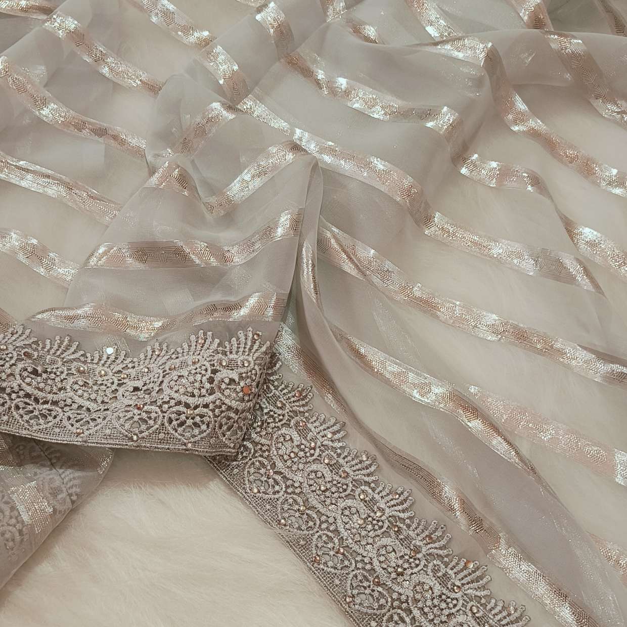 Georgette Grey Pastel Saree