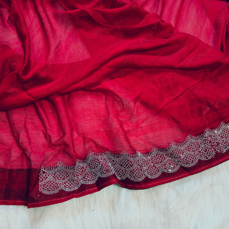 Shimmer Pinkish Red Saree
