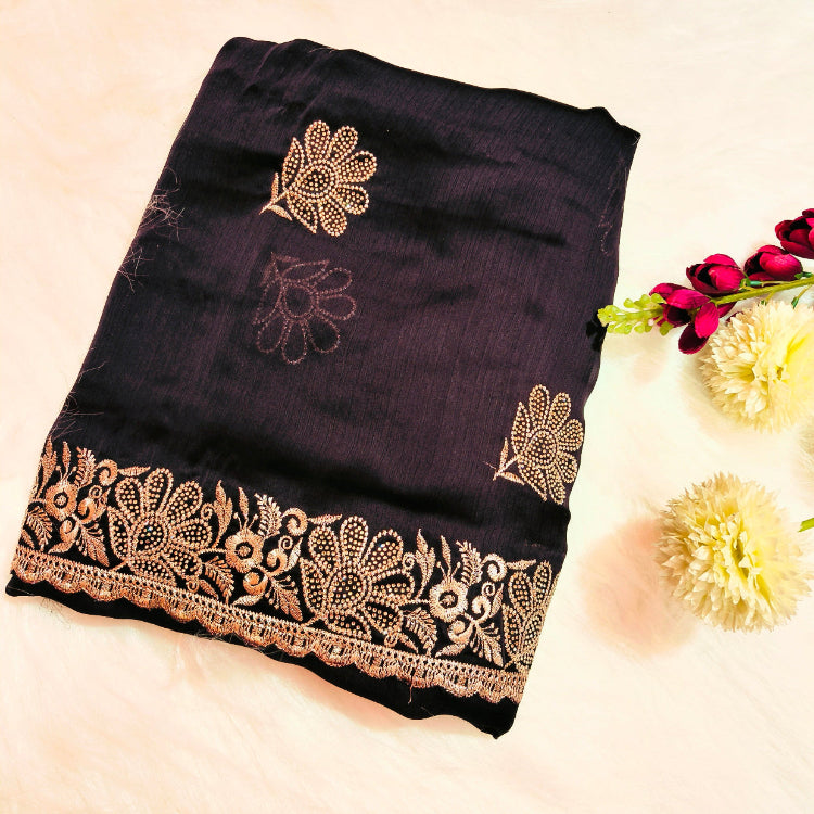Purple Chiffon Saree