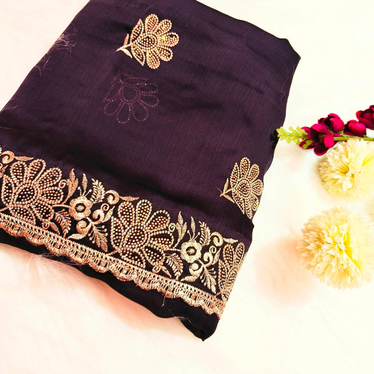 Purple Chiffon Saree