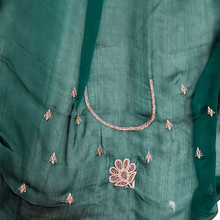 Chiffon Turquoise Green Saree