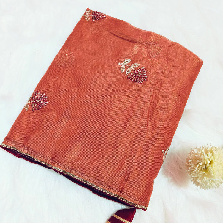 Pastel Peach Art Silk Saree