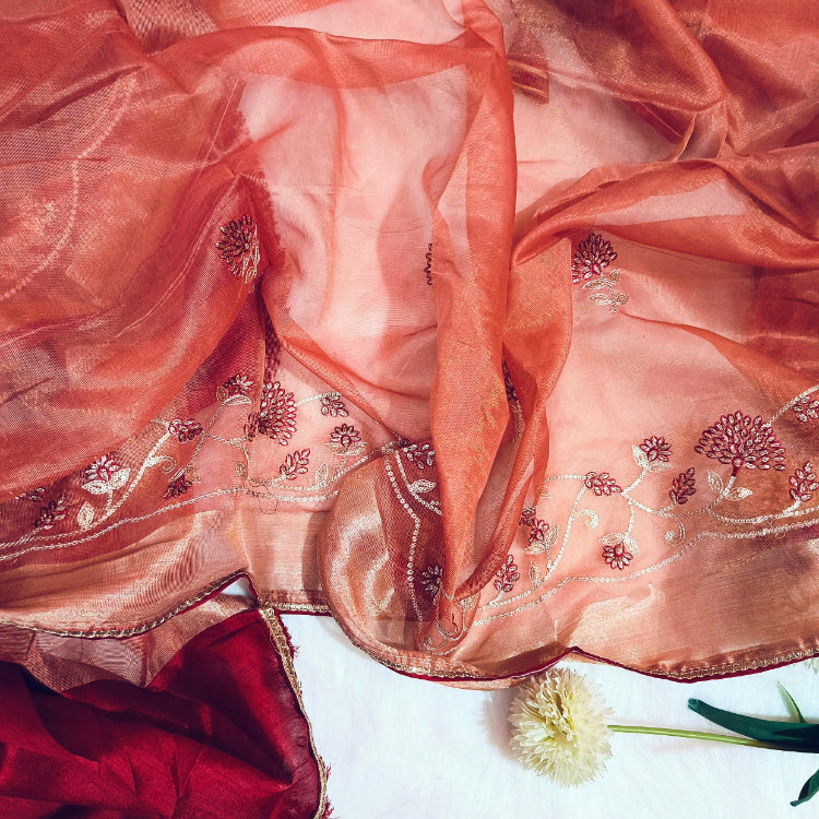 Pastel Peach Art Silk Saree