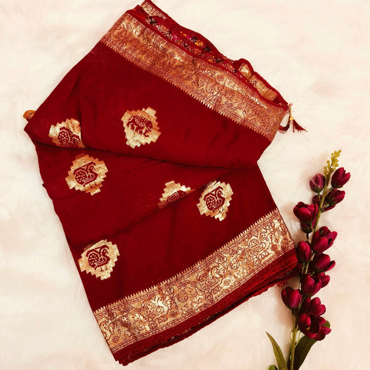 Maroon Art Silk Saree