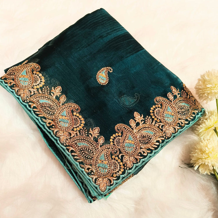 Shimmer Blue Saree