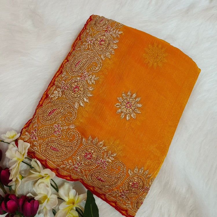 Shimmer Yellow Saree