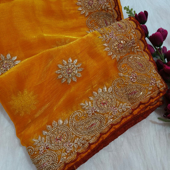 Shimmer Yellow Saree