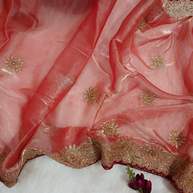 Shimmer Peach Saree