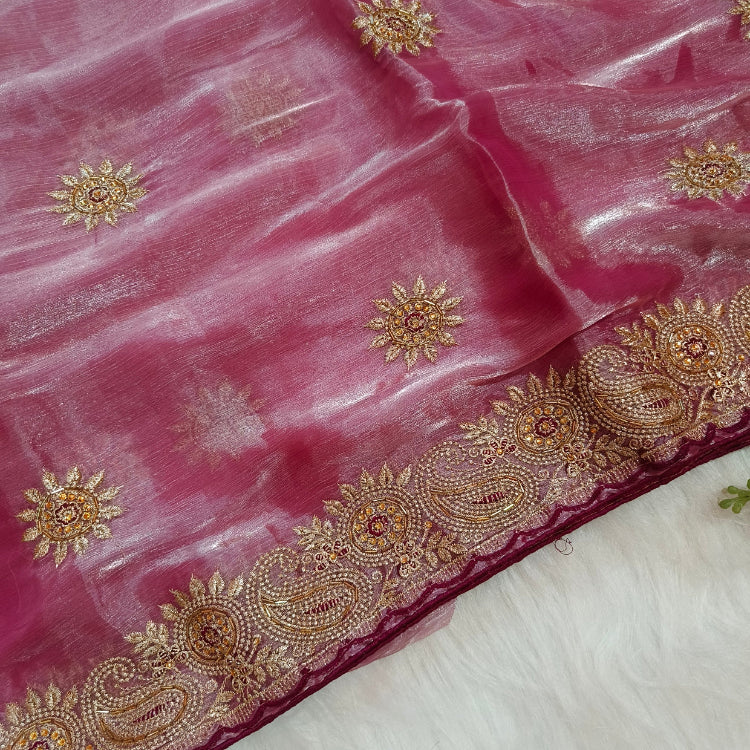 Shimmer Pink Saree