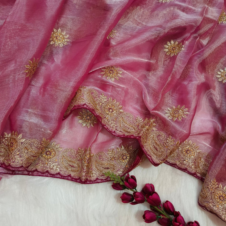 Shimmer Pink Saree