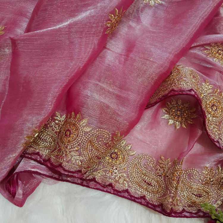 Shimmer Pink Saree