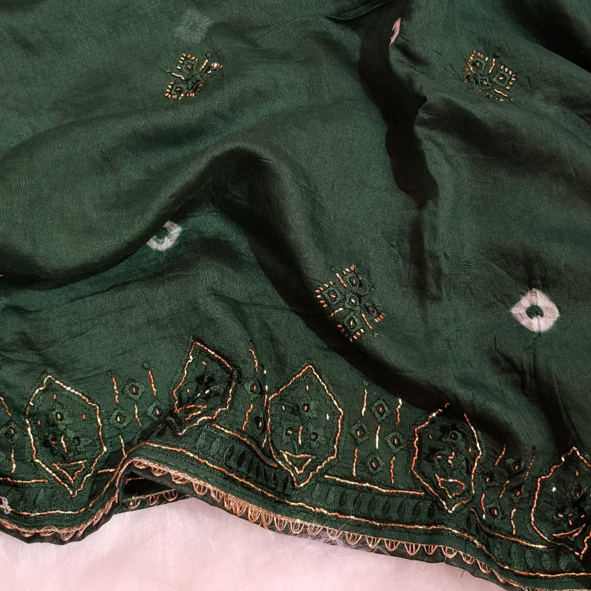 Dark Green Art Silk Saree