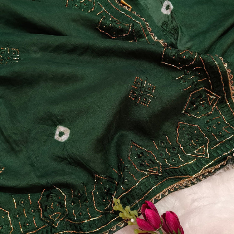 Dark Green Art Silk Saree