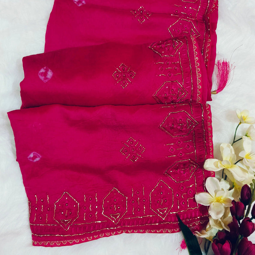 Pink Art Silk Saree