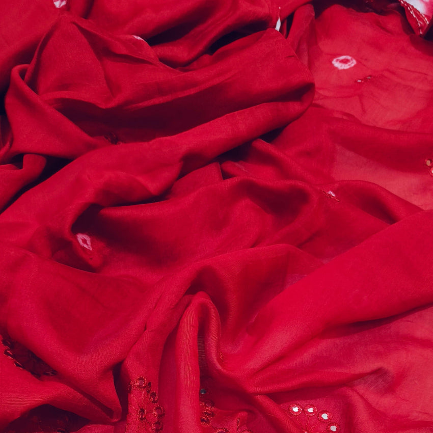 Red ArtSilk Mirror Saree