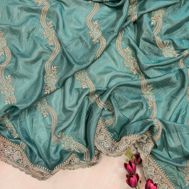 Pastel Blue Satin Saree