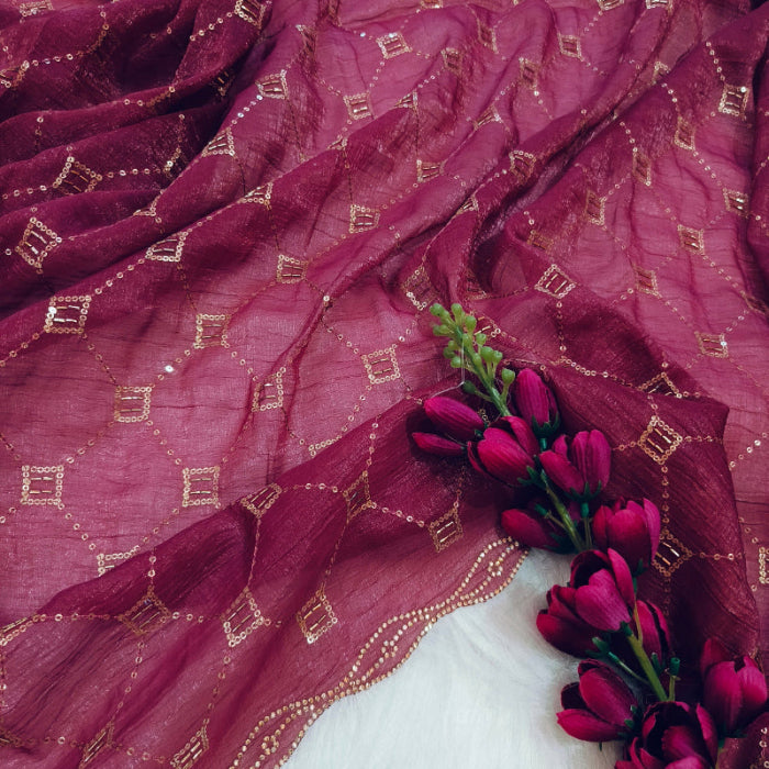 Shimmer Maroon Saree