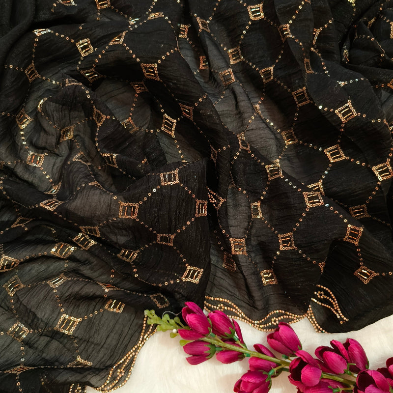 Shimmer Black Saree