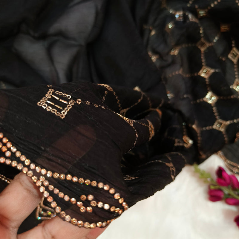 Shimmer Black Saree