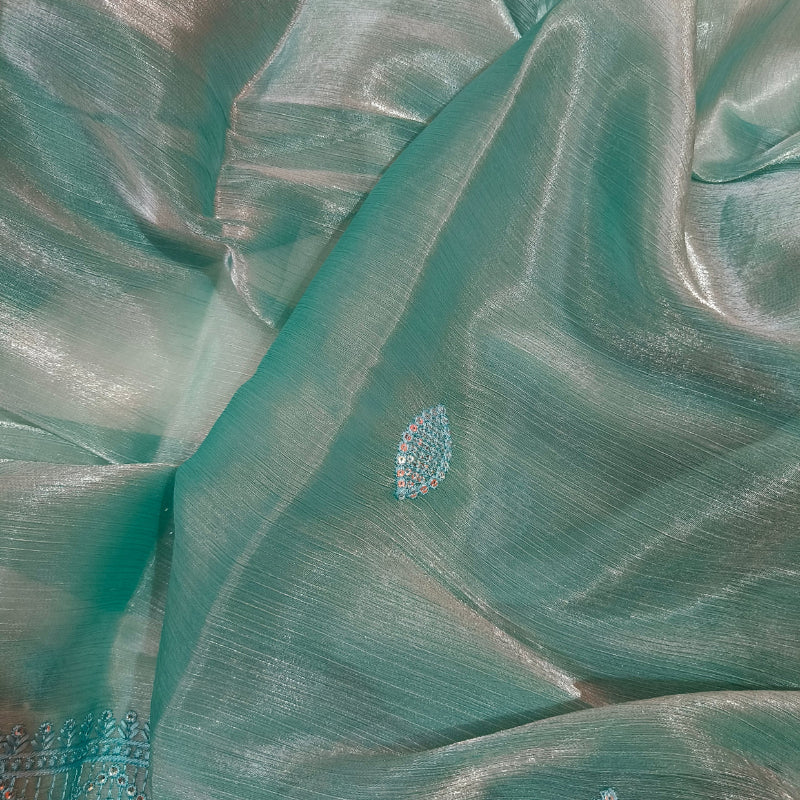 Chiffon Shimmer Sea Green Saree