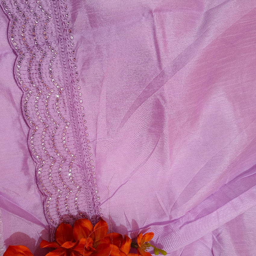 Chiffon Shimmer Lavender Saree