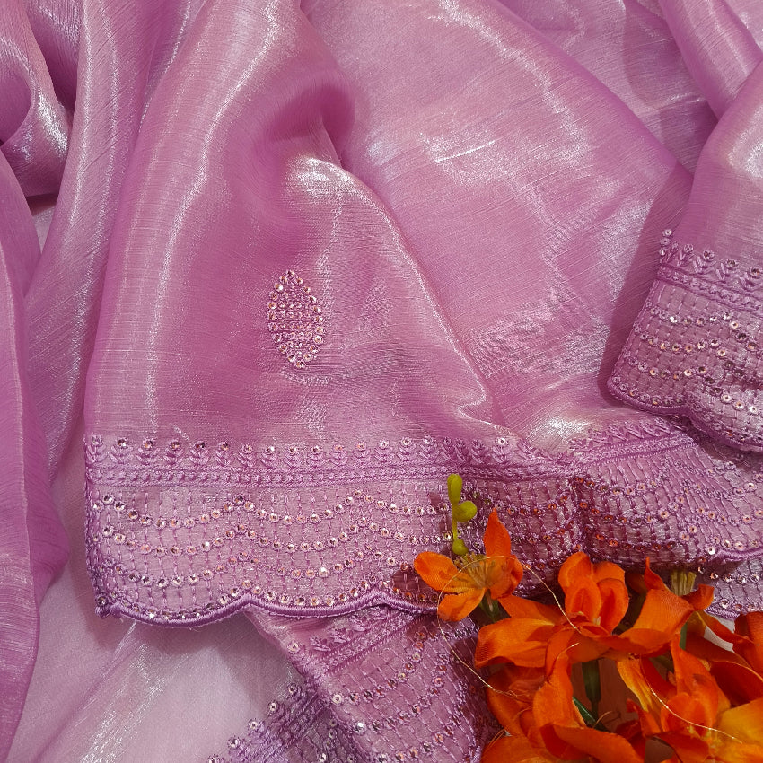 Chiffon Shimmer Lavender Saree