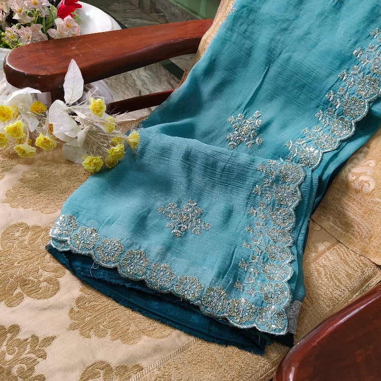 Blue Shimmer Saree