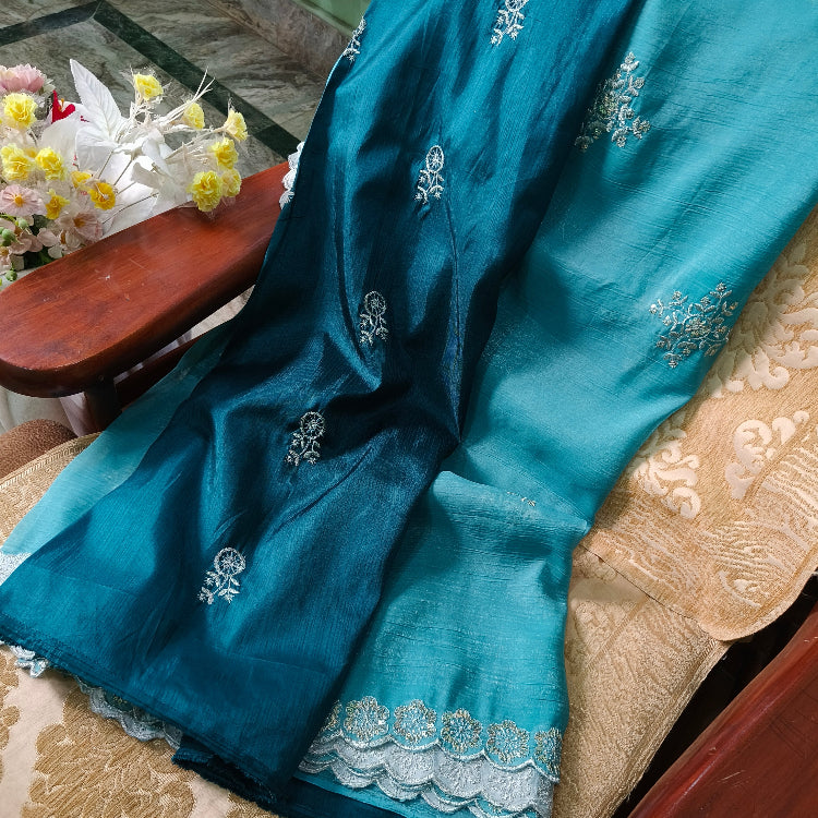 Blue Shimmer Saree