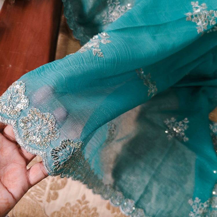Blue Shimmer Saree