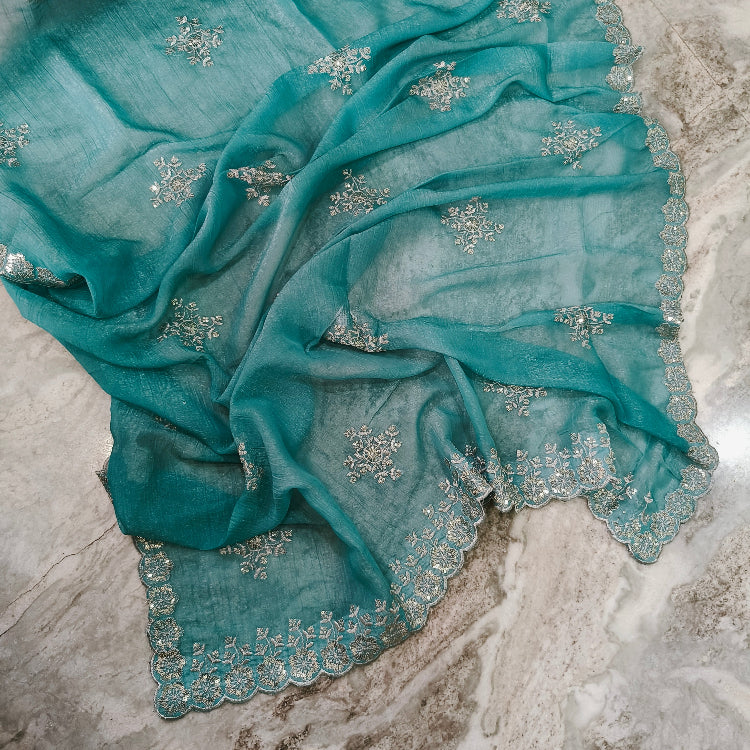 Blue Shimmer Saree