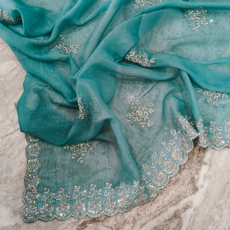 Blue Shimmer Saree