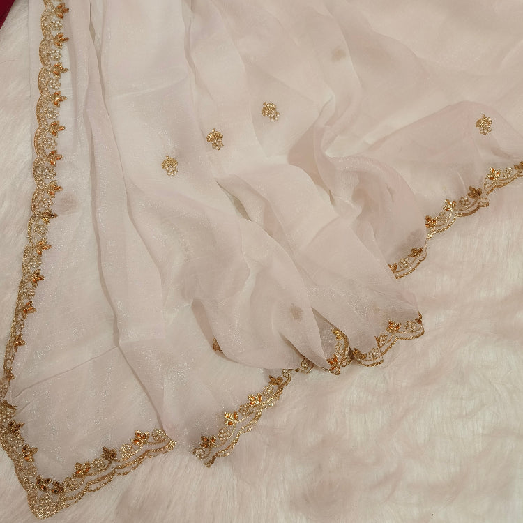 White Shimmer Embroidery Saree